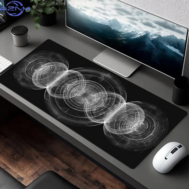Desk Setup Workspace - لوحة ماوس كبيرة بنمط حلزوني باللونين