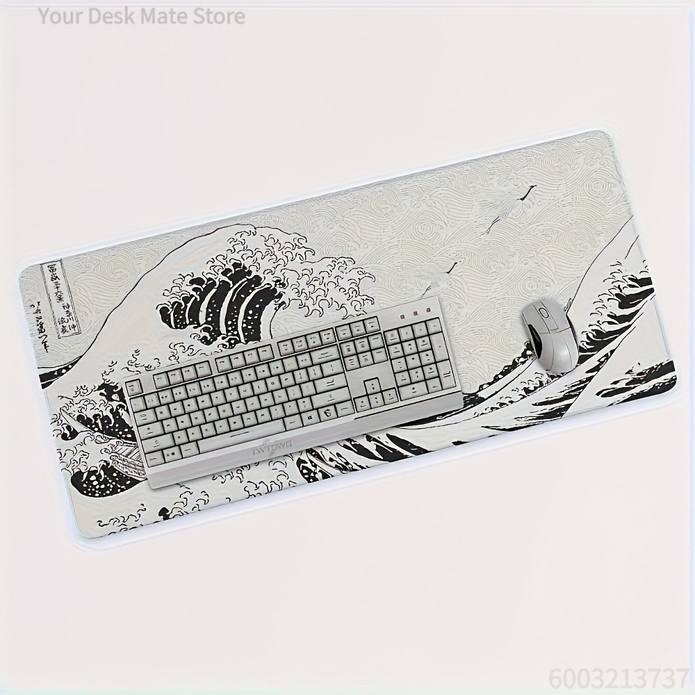 Desk Setup Art - سجادة مكتبية كبيرة الحجم بتصميم موجي