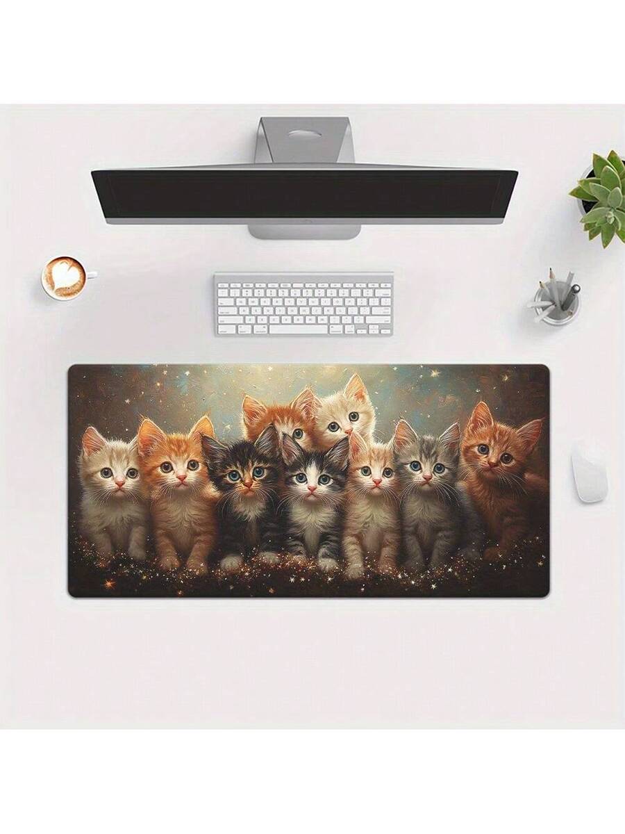 Desk Setup With Laptop - لوحة ماوس للألعاب على شكل قطة