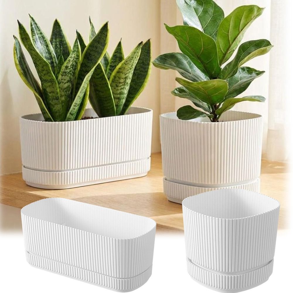Desk Setup Plant - وعاء زهور بلاستيكي ذاتي الري مع