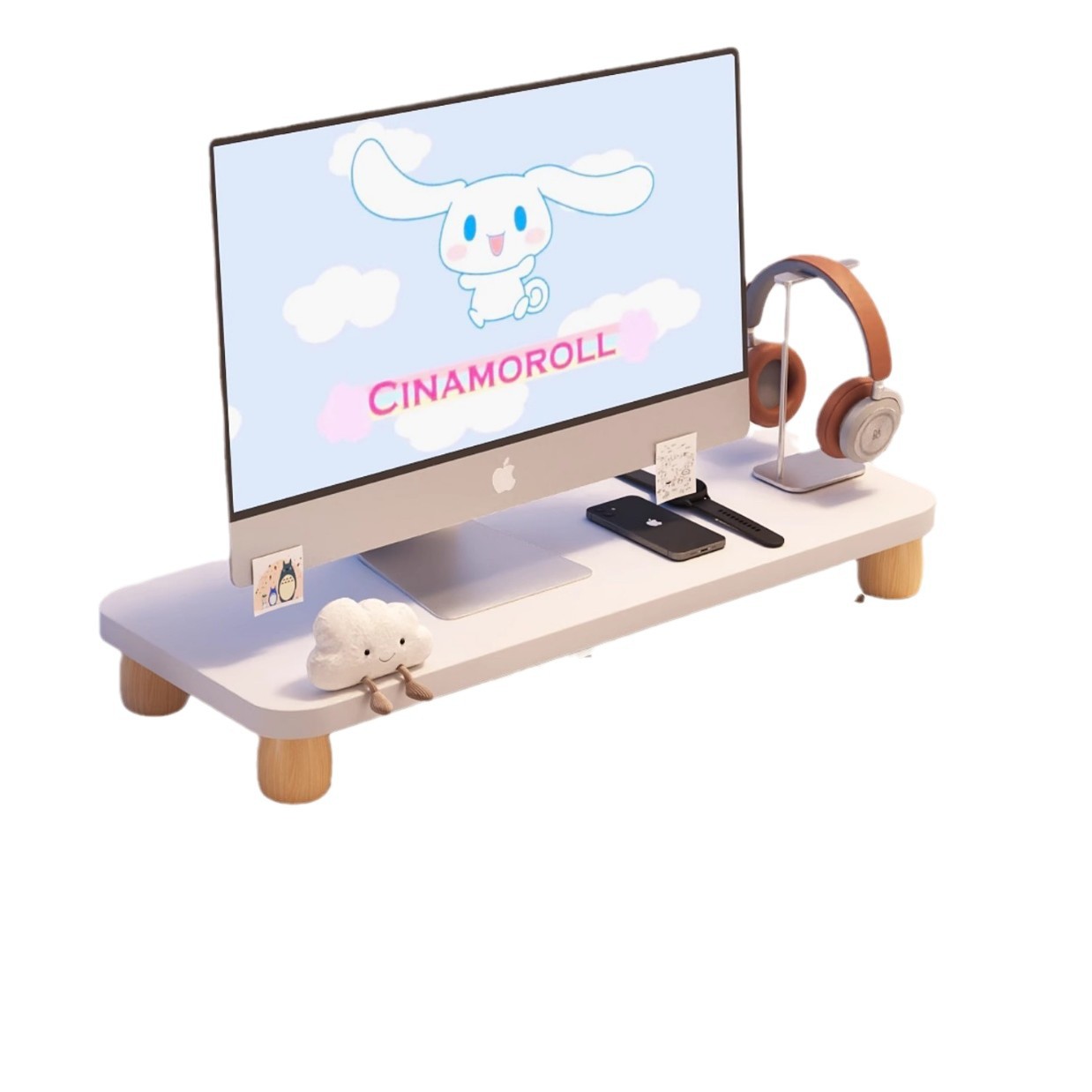 Monitor Riser Wood - حامل شاشة قابل للتعديل لسطح المكتب،