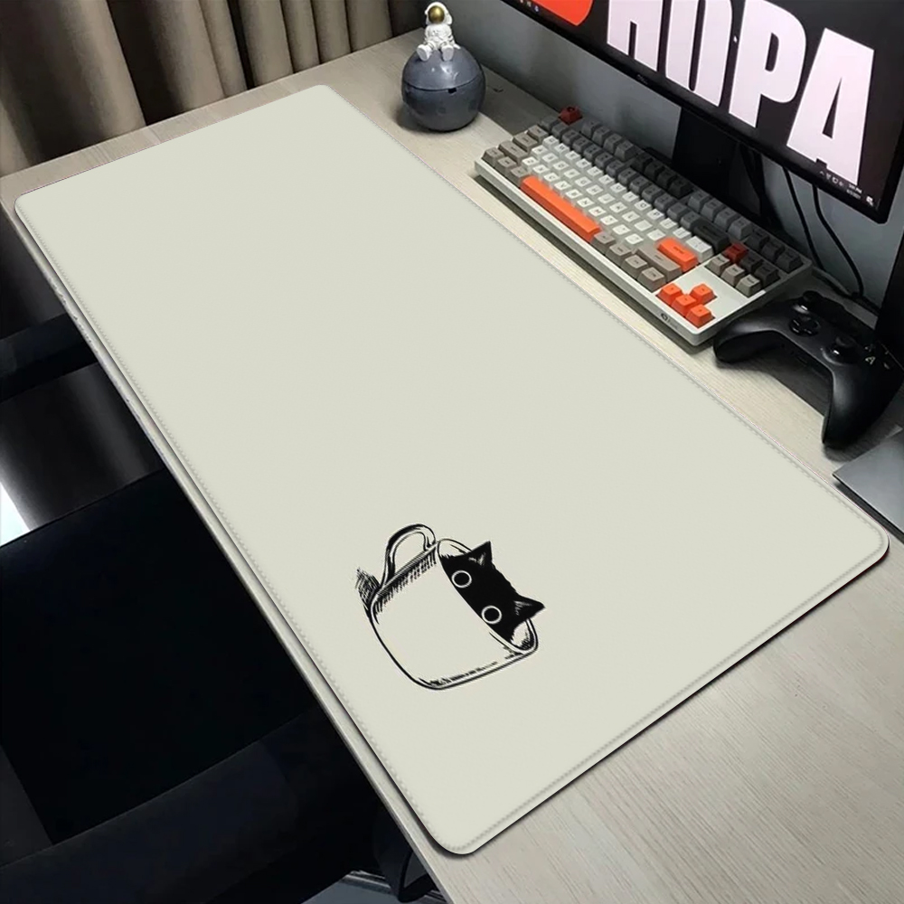 Desk Setup Black - منصات ماوس القط الأسود المضحكة ،