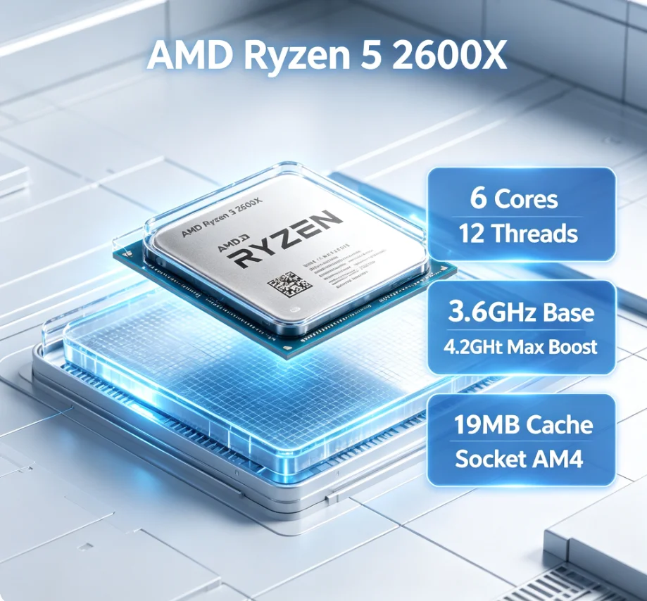 Amd Cpu Ryzen 5 - معالج R5 2600X بسرعة 3.6 جيجاهرتز،