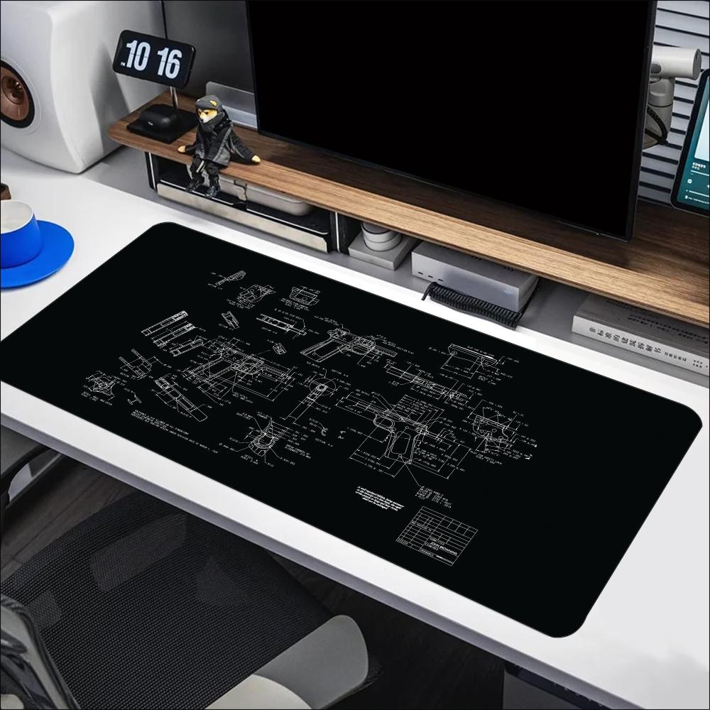 Desk Setup Workspace - بساط مكتب كبير بتصميم ميكانيكي مطبوع،