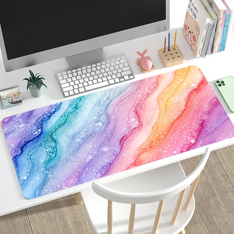Desk Setup With Laptop - لوحة ماوس كبيرة بتصميم رخامي لامع