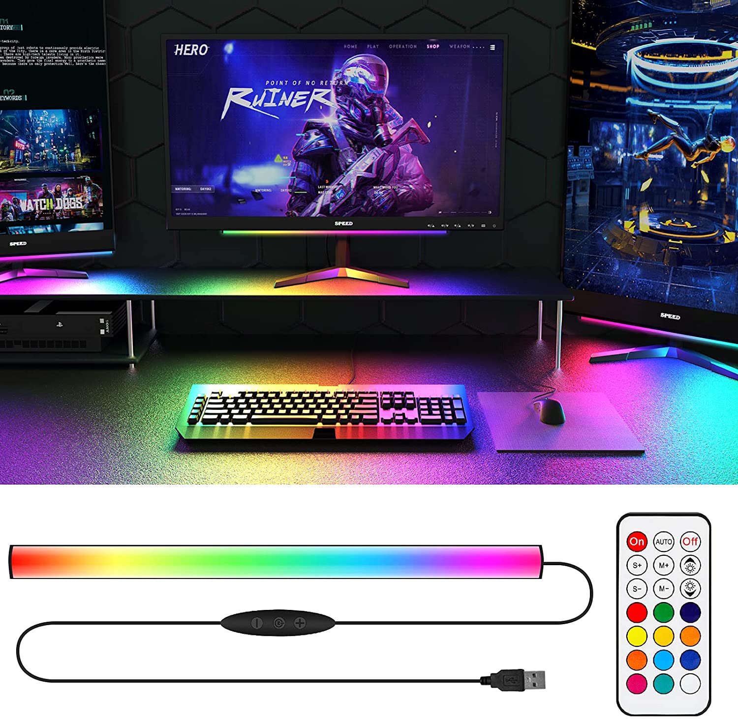 Desk Setup Diy - شريط إضاءة تحت الشاشة RGB Dreamcolor