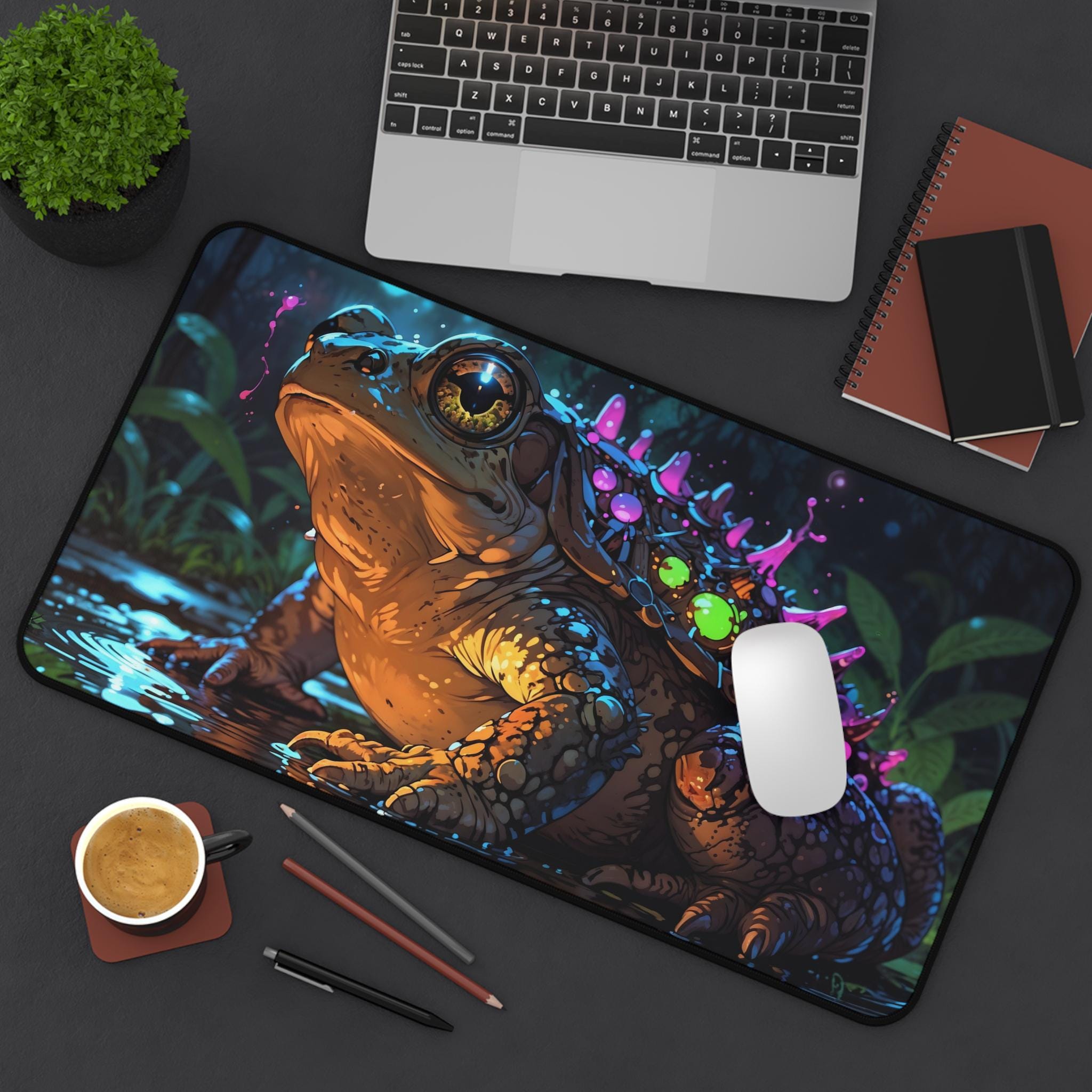 سجادة مكتب لطيفة على شكل ضفدع  - مراجعة Desk Setup Workspace وسعره
