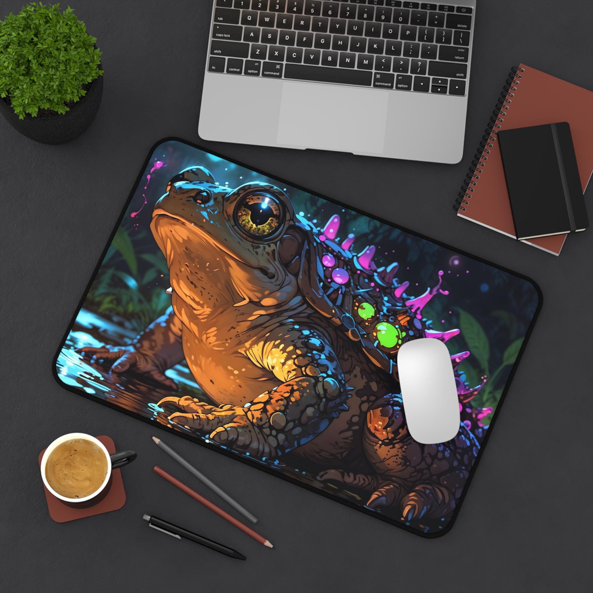 سجادة مكتب لطيفة على شكل ضفدع  - مراجعة Desk Setup Workspace وسعره