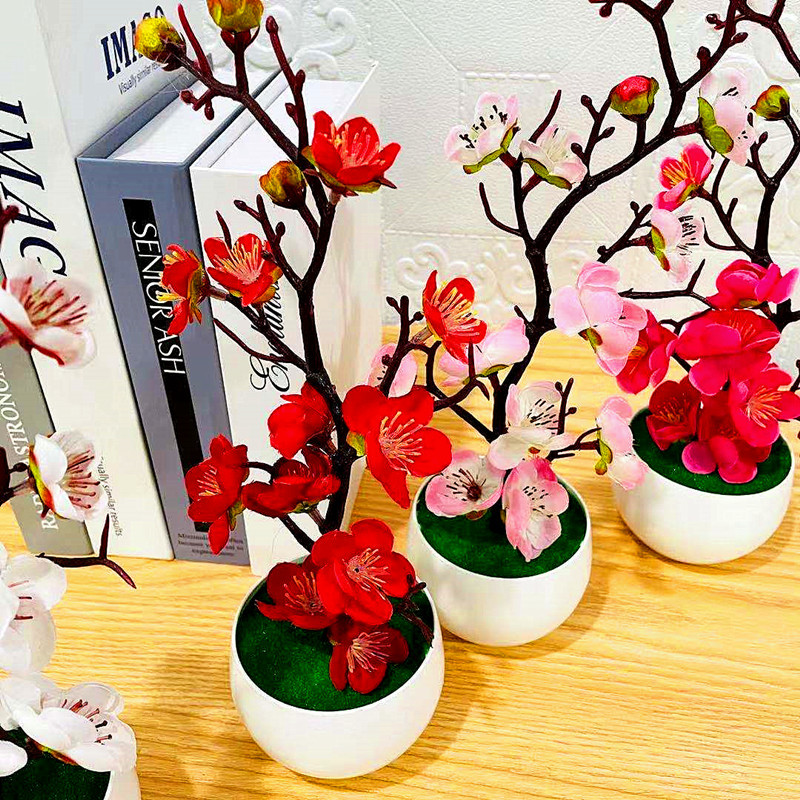 محاكاة زهرة البرقوق وعاء النبا - مراجعة Desk Setup Plant وسعره