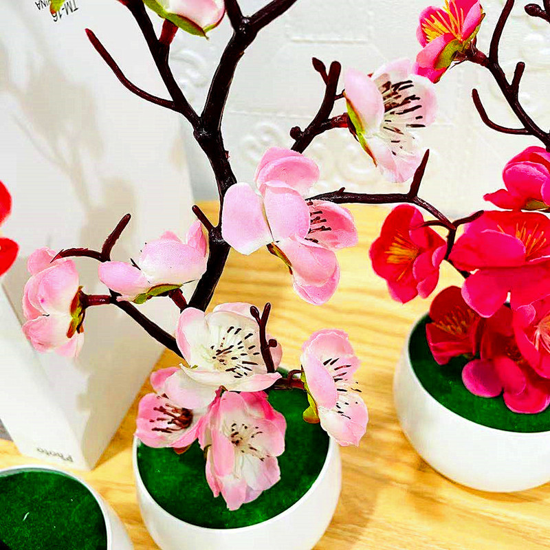 محاكاة زهرة البرقوق وعاء النبا - مراجعة Desk Setup Plant وسعره