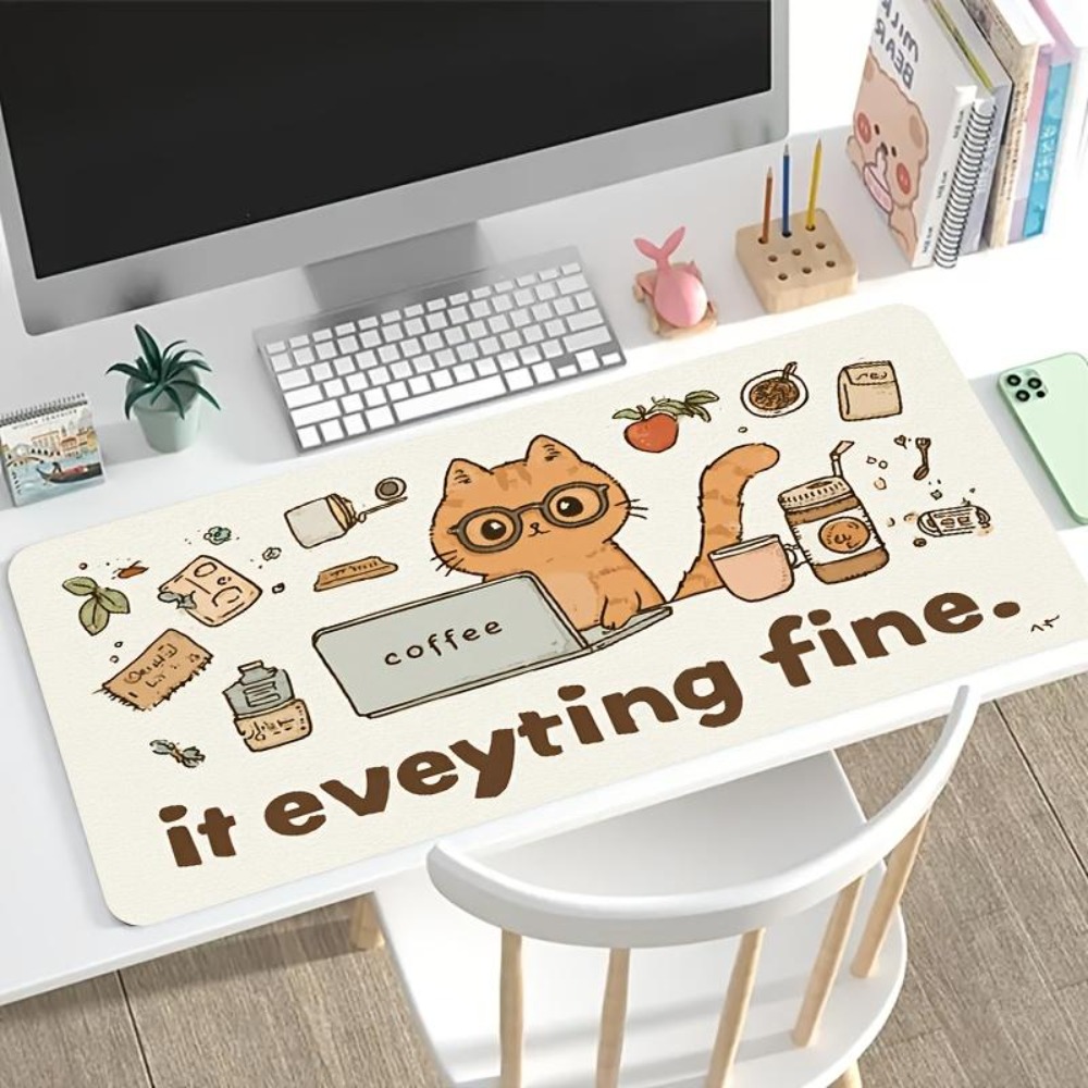 أنماط مرسومة باليد، قطة برتقال - مراجعة Desk Setup Art وسعره