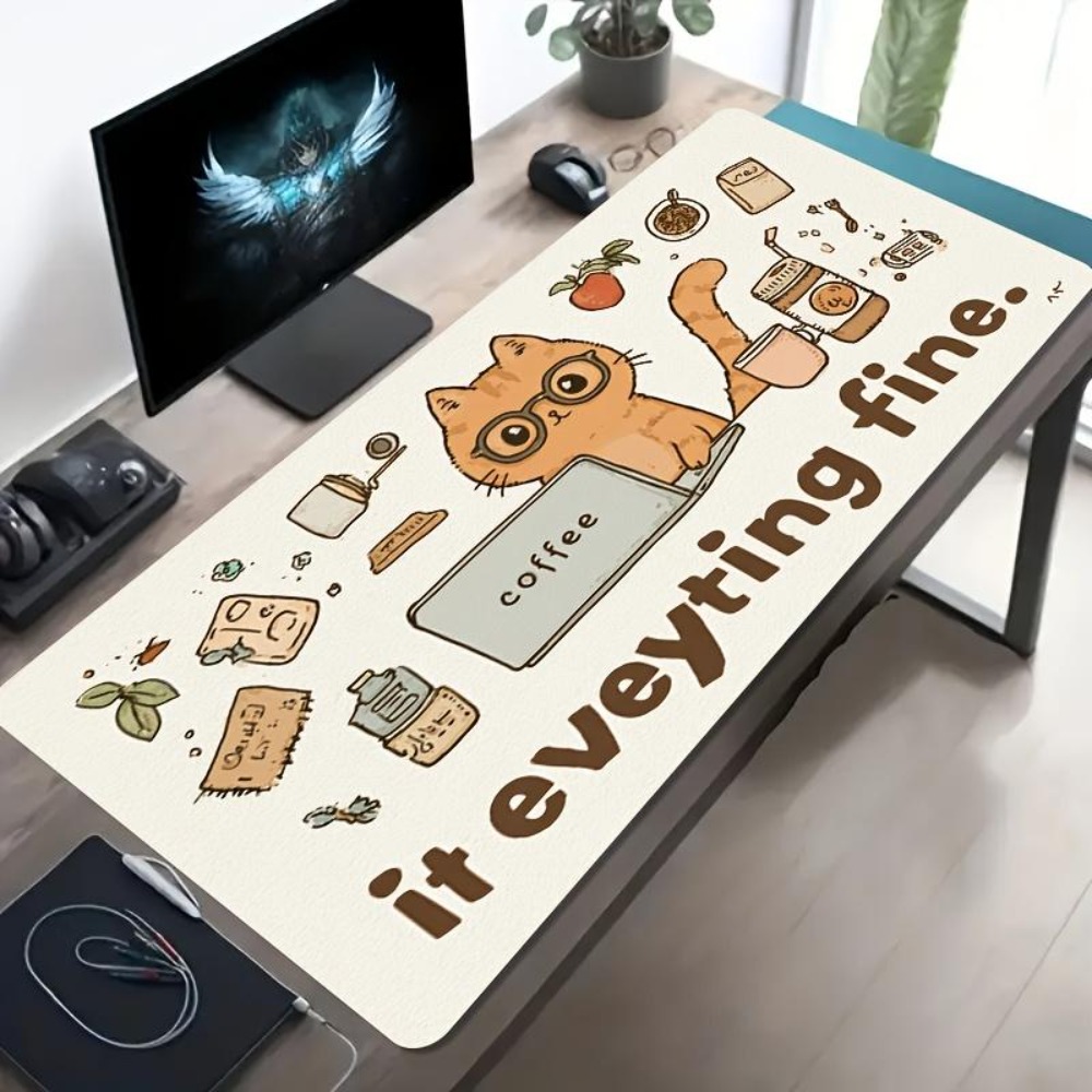 أنماط مرسومة باليد، قطة برتقال - مراجعة Desk Setup Art وسعره