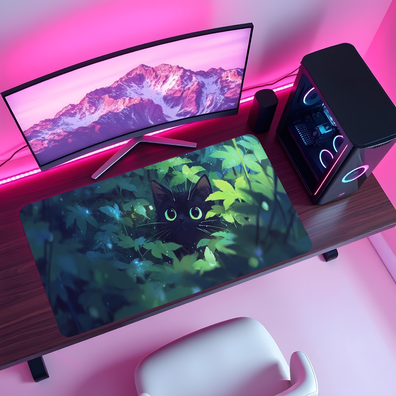 بساط لعب MTG بتصميم قطة سوداء  - مراجعة Desk Setup Art وسعره